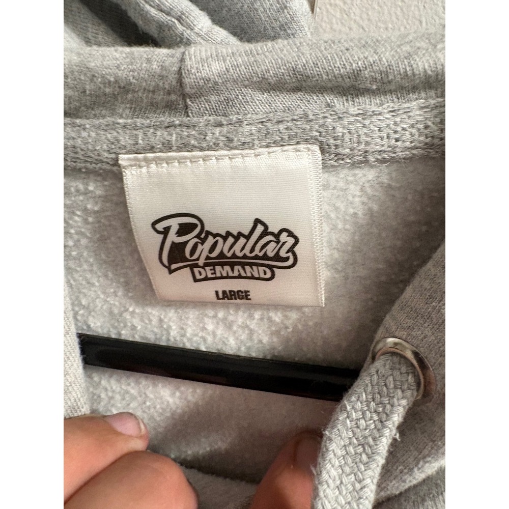 Popular Demand Mens Graphic Hoodie Gray Biting Chain Photo Print Sweatshirt L - Picture 3 of 4